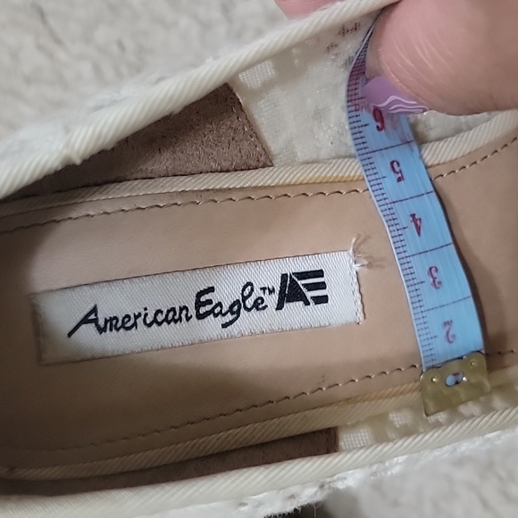 American eagle Women Wood Wedge Ivory Lace Open Toe Slide on Shoe Wedge Size 7 - Picture 8 of 9